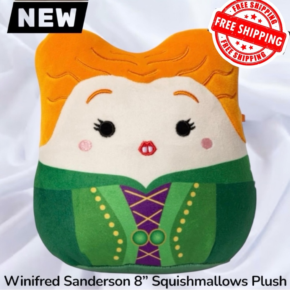 NEW Disney Hocus Pocus Squishmallows NWT 8” Winifred Sanderson FREE SHIPPING